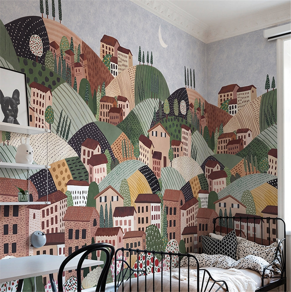 Alpine Village Wallpaper Mural: Transform Your Space!-GraffitiWallArt