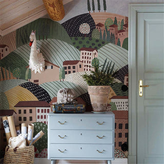 Alpine Village Wallpaper Mural: Transform Your Space!-GraffitiWallArt