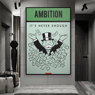 Ambition Its Never Enough - Monopoly Canvas Wall Art-GraffitiWallArt