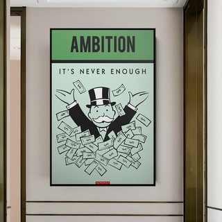 Ambition Its Never Enough - Monopoly Canvas Wall Art-GraffitiWallArt