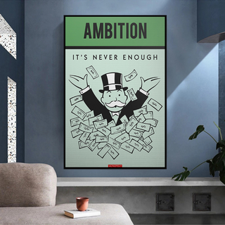 Ambition Its Never Enough - Monopoly Canvas Wall Art-GraffitiWallArt