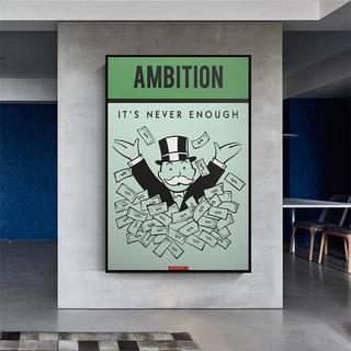 Ambition Its Never Enough - Monopoly Canvas Wall Art-GraffitiWallArt