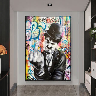 Angry Chaplin Canvas Wall Art-GraffitiWallArt