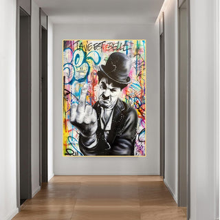 Angry Chaplin Canvas Wall Art-GraffitiWallArt