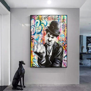 Angry Chaplin Canvas Wall Art-GraffitiWallArt