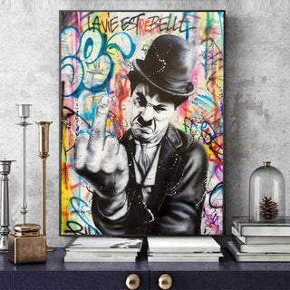 Angry Chaplin Canvas Wall Art-GraffitiWallArt