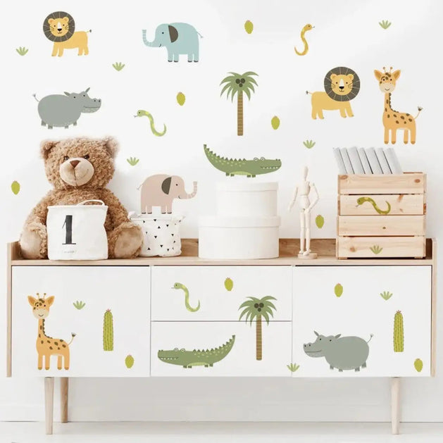 Animal Wall Stickers - Cute Watercolor Nursery Decor-GraffitiWallArt