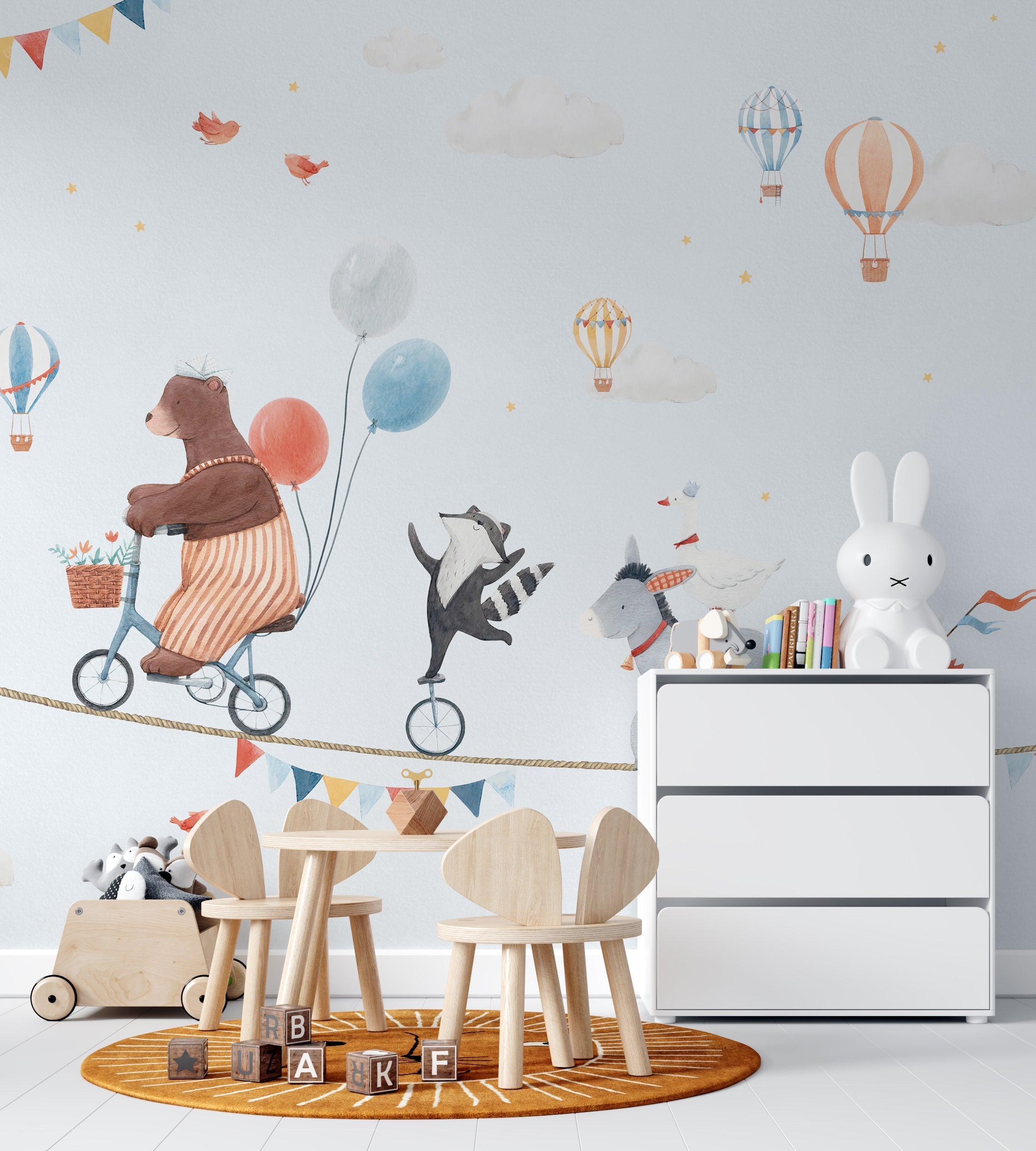 Custom Animals Circus Kids Room Wallpaper Mural-GraffitiWallArt