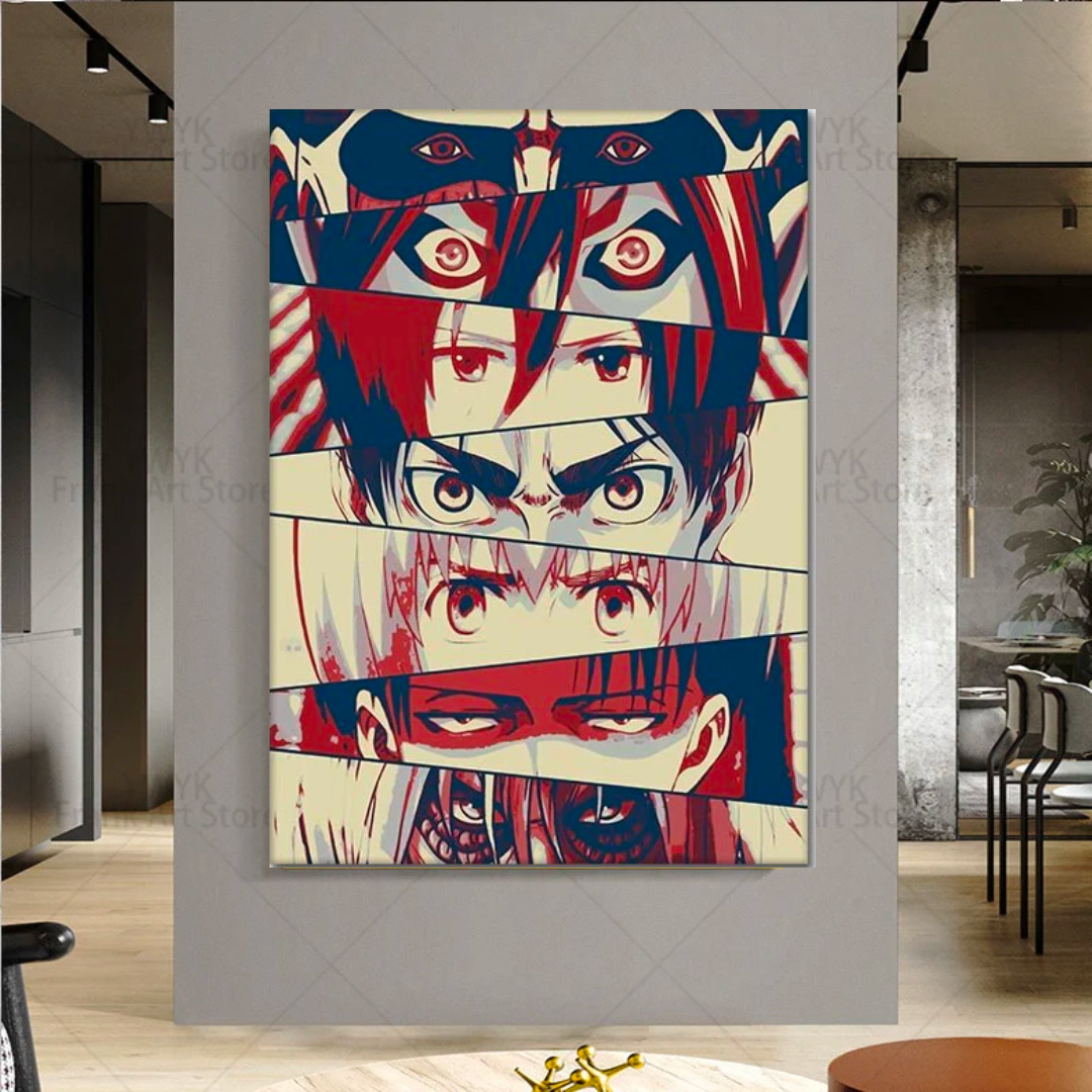 Anime Canvas Wall Art - Vibrant Eyes of Beloved Characters-GraffitiWallArt