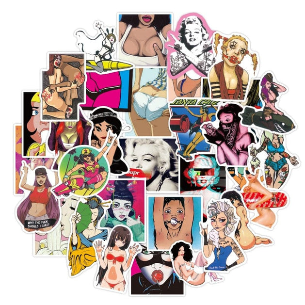 Anime Teasing Sexy Beauty Stickers 50 pieces-GraffitiWallArt