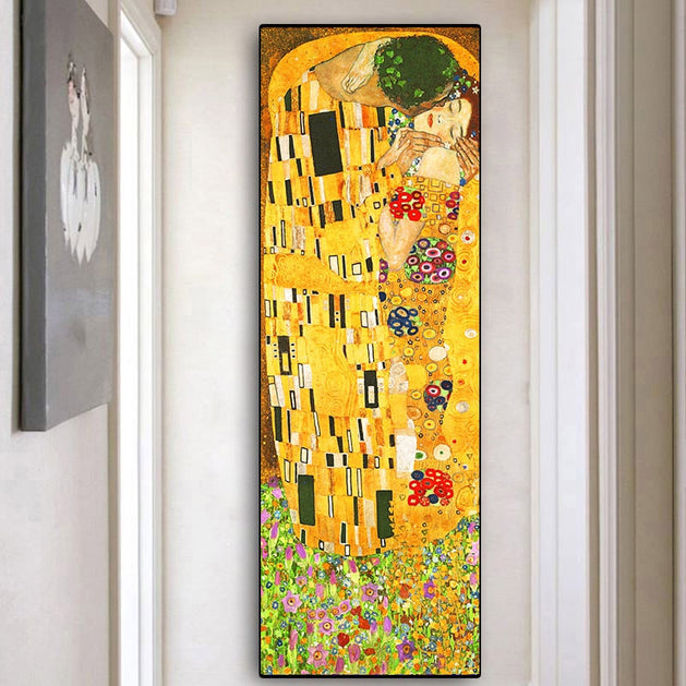 Artist Gustav Klimt kiss Canvas Wall Art-GraffitiWallArt