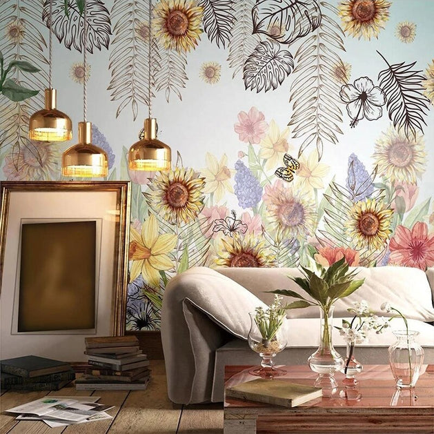 Artistic Leaf Wallpaper for Home Wall Decor-GraffitiWallArt