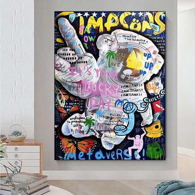 Astronaut Canvas Wall Art-GraffitiWallArt