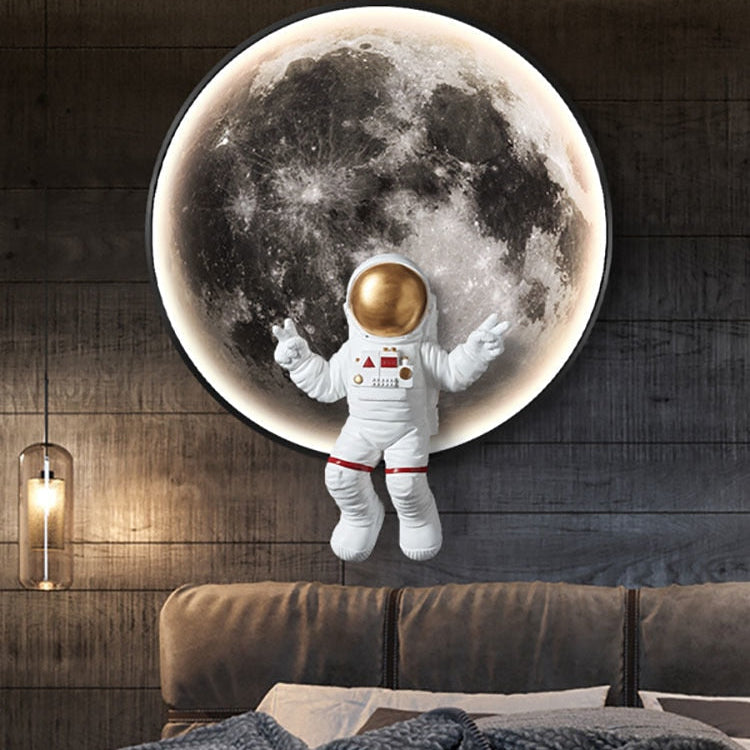 Astronaut on Moon Wall Light: Illuminate with Space-GraffitiWallArt