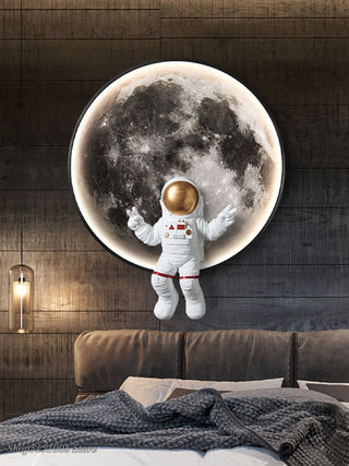 Astronaut on Moon Wall Light: Illuminate with Space-GraffitiWallArt