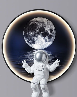 Astronaut on Moon Wall Light: Illuminate with Space-GraffitiWallArt