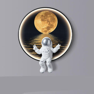 Astronaut on Moon Wall Light: Illuminate with Space-GraffitiWallArt