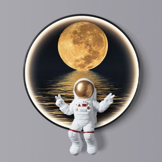 Astronaut on Moon Wall Light: Illuminate with Space-GraffitiWallArt