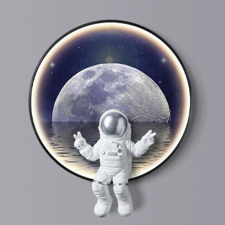 Astronaut on Moon Wall Light: Illuminate with Space-GraffitiWallArt