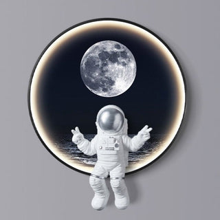 Astronaut on Moon Wall Light: Illuminate with Space-GraffitiWallArt