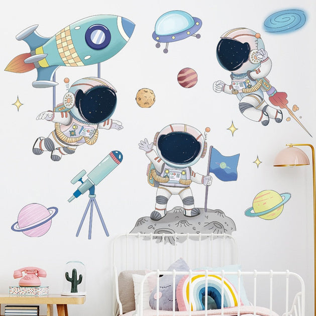 Astronaut Planets Wall Decal - Stunning Nursery Décor-GraffitiWallArt