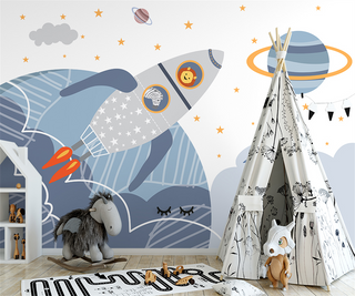 Astronaut Planets Wallpaper - Spaceman Adventure for Walls-GraffitiWallArt