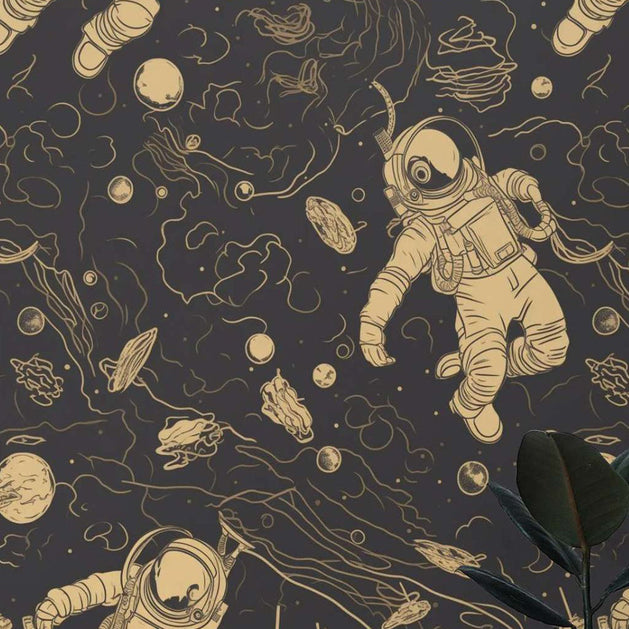 Astronauts Space Wallpaper Mural for Kids Room - GraffitiWallArt