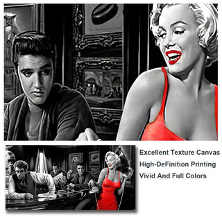 At the Bar: Marilyn, Elvis and James Dean Canvas Art-GraffitiWallArt