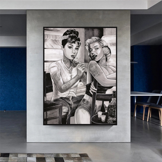 Audrey and Marilyn Canvas Wall Art: Elegant and Timeless-GraffitiWallArt