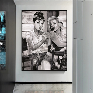 Audrey and Marilyn Canvas Wall Art: Elegant and Timeless-GraffitiWallArt