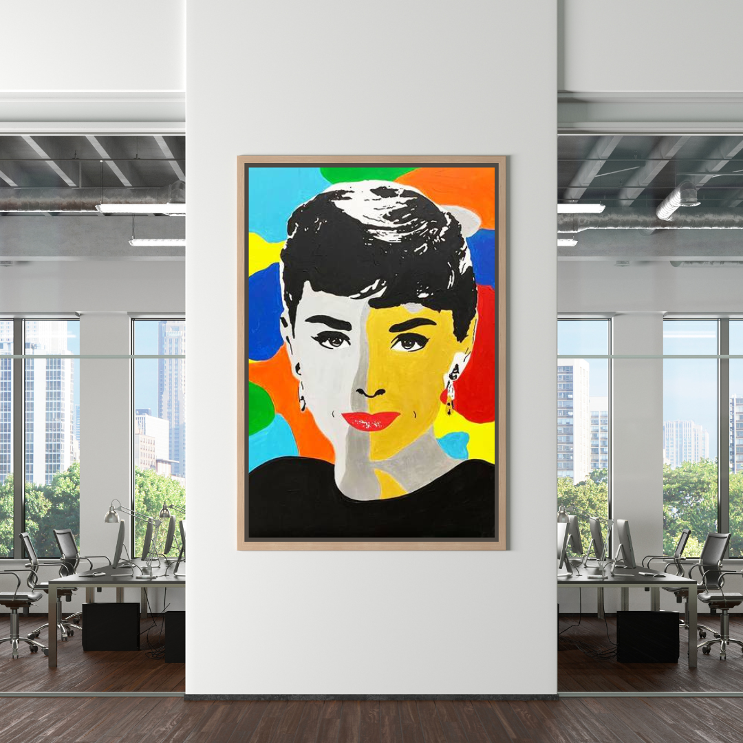 Audrey Hepburn Abstract Canvas Wall Art-GraffitiWallArt