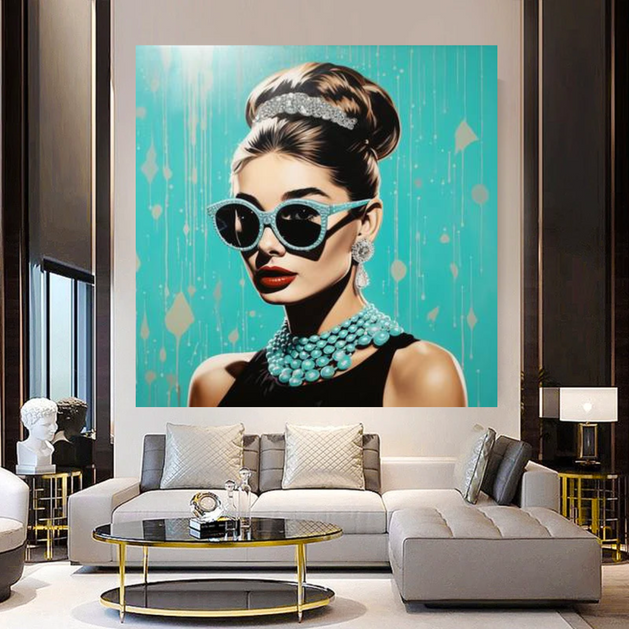 Audrey Hepburn Canvas Wall Art - Elegant Home Decor Piece with Timeless Charm-GraffitiWallArt