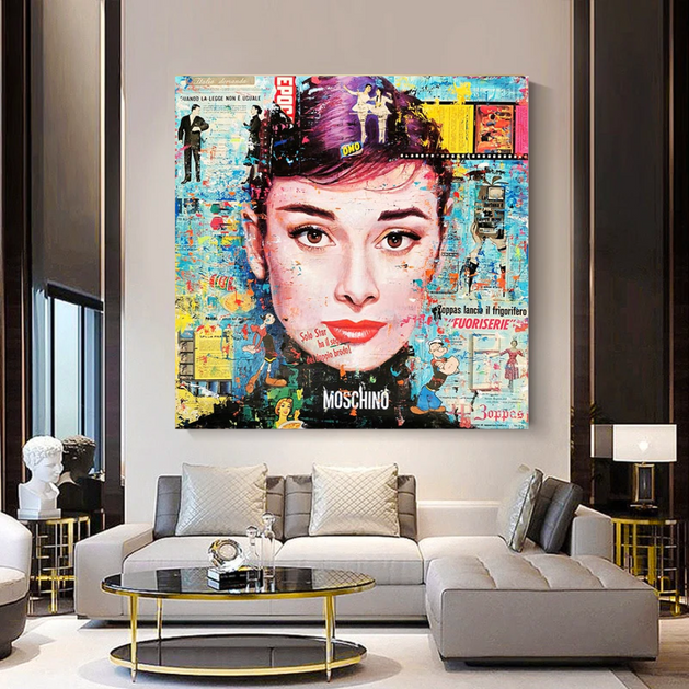 Audrey Hepburn Canvas Wall Art: Exquisite Home Décor-GraffitiWallArt