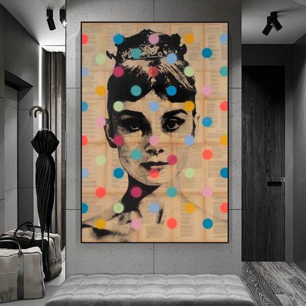 Audrey Hepburn Smile Queen Canvas Wall Art-GraffitiWallArt