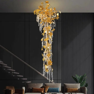 Autumn Leaves Fall Crystal Chandelier Lighting-GraffitiWallArt