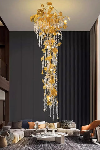 Autumn Leaves Fall Crystal Chandelier Lighting-GraffitiWallArt