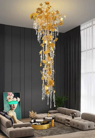 Autumn Leaves Fall Crystal Chandelier Lighting-GraffitiWallArt