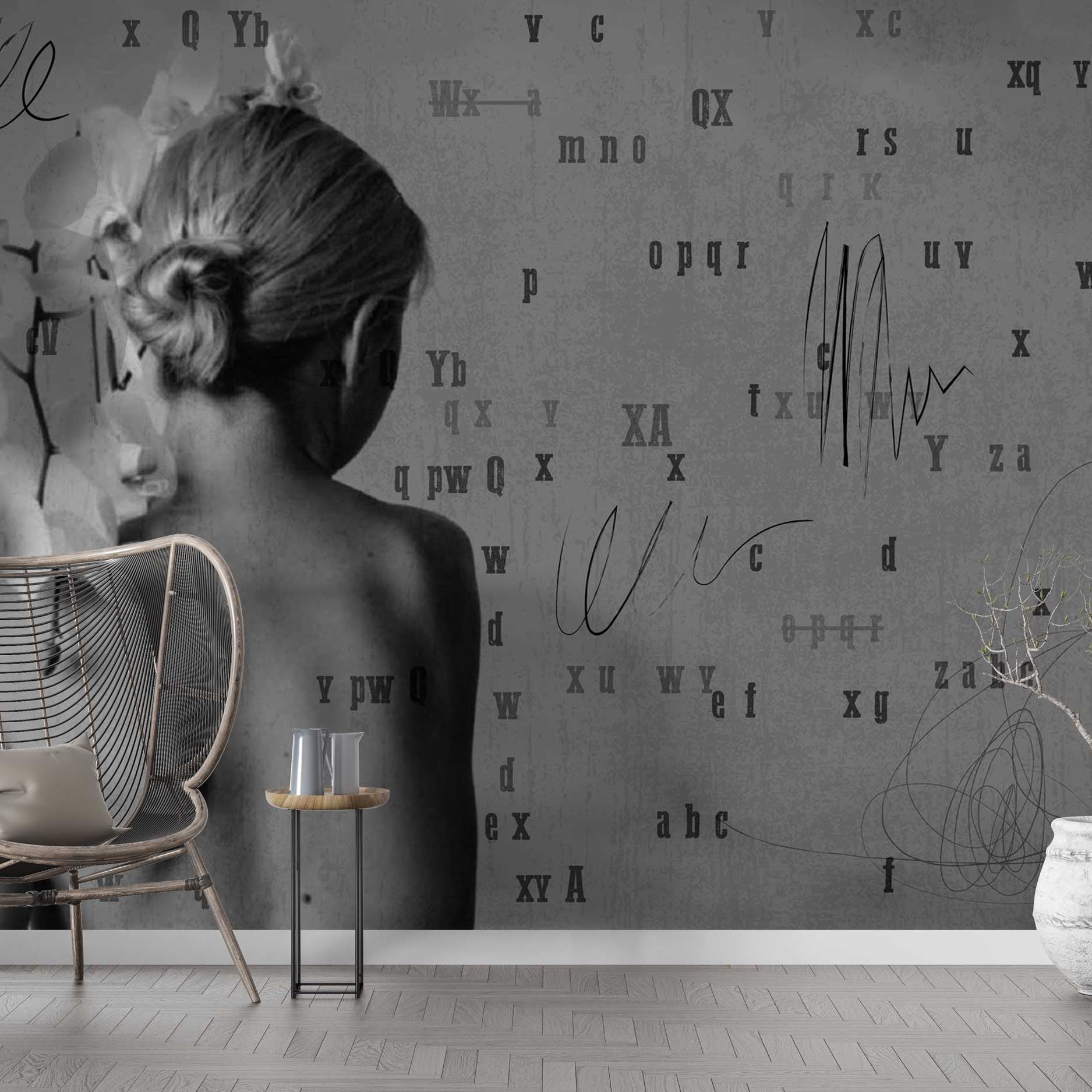 Backless Beauty - Living Room Wallpaper Mural-GraffitiWallArt