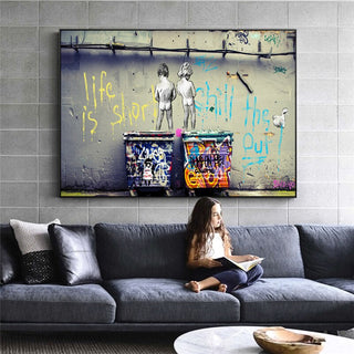 Banksy Art Life Is Short Canvas Wall Art-GraffitiWallArt