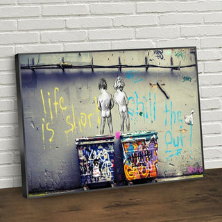 Banksy Art Life Is Short Canvas Wall Art-GraffitiWallArt