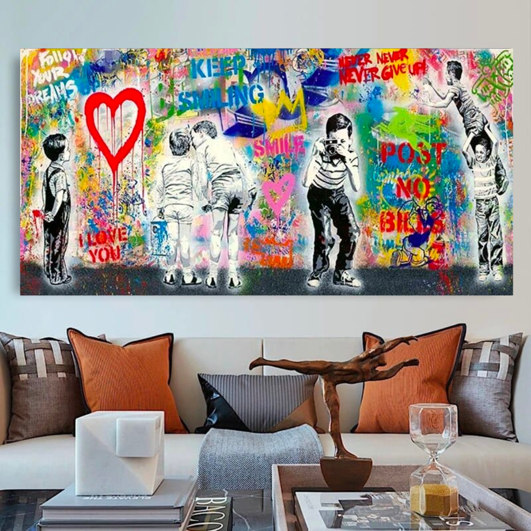 Banksy Art Love Is All We Need Mix Canvas Wall Art-GraffitiWallArt