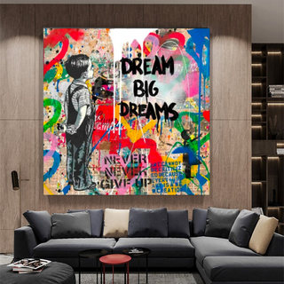 Banksy Artwork Dream Big Dreams Canvas Wall Art-GraffitiWallArt