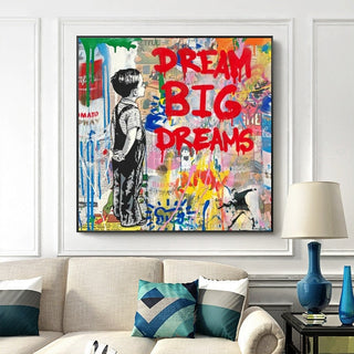 Banksy Dream Big Canvas Wall Art-GraffitiWallArt