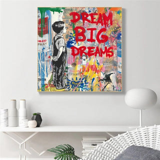 Banksy Dream Big Canvas Wall Art-GraffitiWallArt