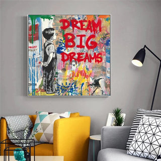 Banksy Dream Big Canvas Wall Art-GraffitiWallArt