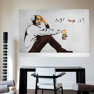 Banksy Einstein Just Google It Street Art Newest Canvas Wall Art-GraffitiWallArt