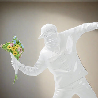 Banksy Flower Bomber Boy Statue Sculpture-GraffitiWallArt