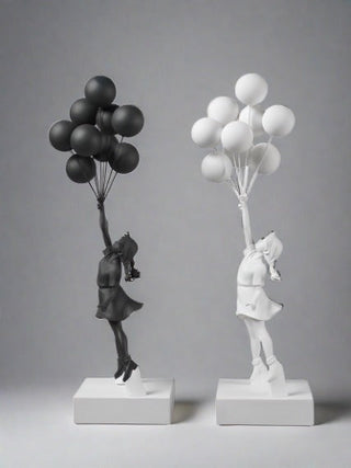 Banksy Flying Balloons Girl Figure-GraffitiWallArt