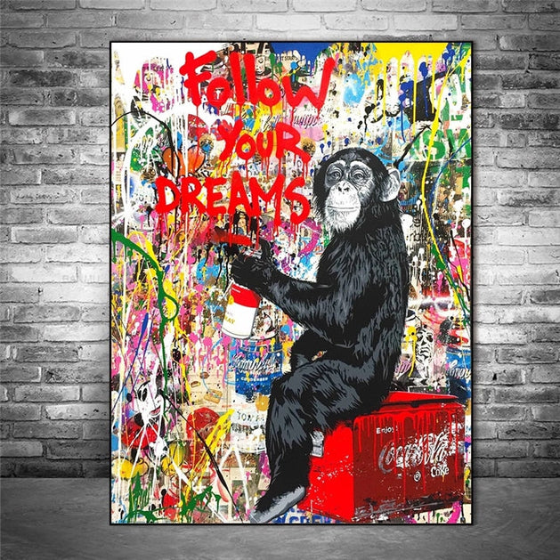 Banksy Follow Your Dreams Canvas Art Posters Modern Graffiti Art-GraffitiWallArt