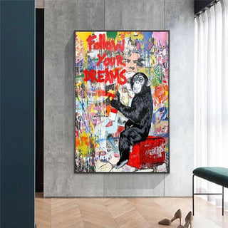 Banksy Follow Your Dreams Canvas Wall Art-GraffitiWallArt